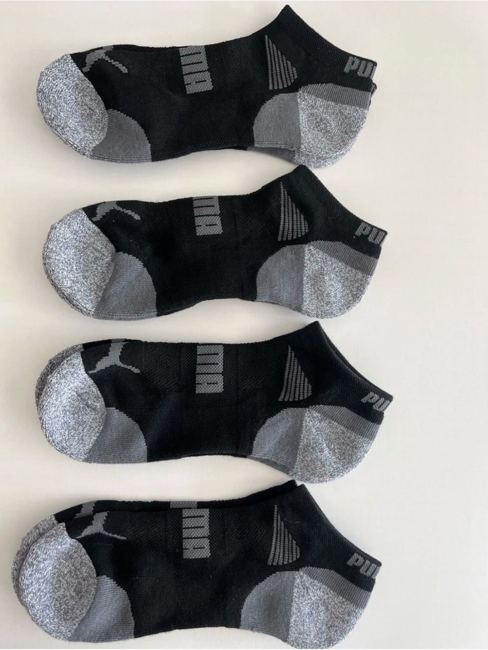 Puma Black and Gray Low-Cut Athletic Socks - 4 Pack